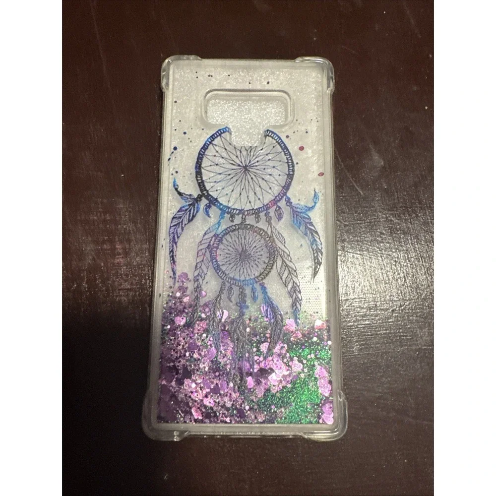 Samsung Galaxy Note 9‎ Case Dreamcatcher Liquid Glitter Purple Pink Clear Cover